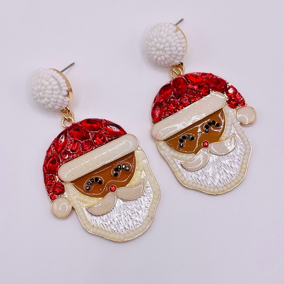 African Santa Claus Holiday Earrings - Picture 3 of 3